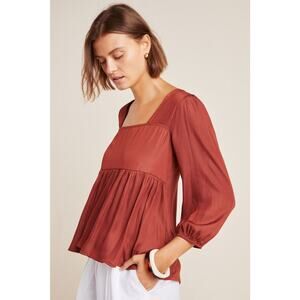Anthropologie Dolan Left Coast Cherie Babydoll Top in Terracotta S